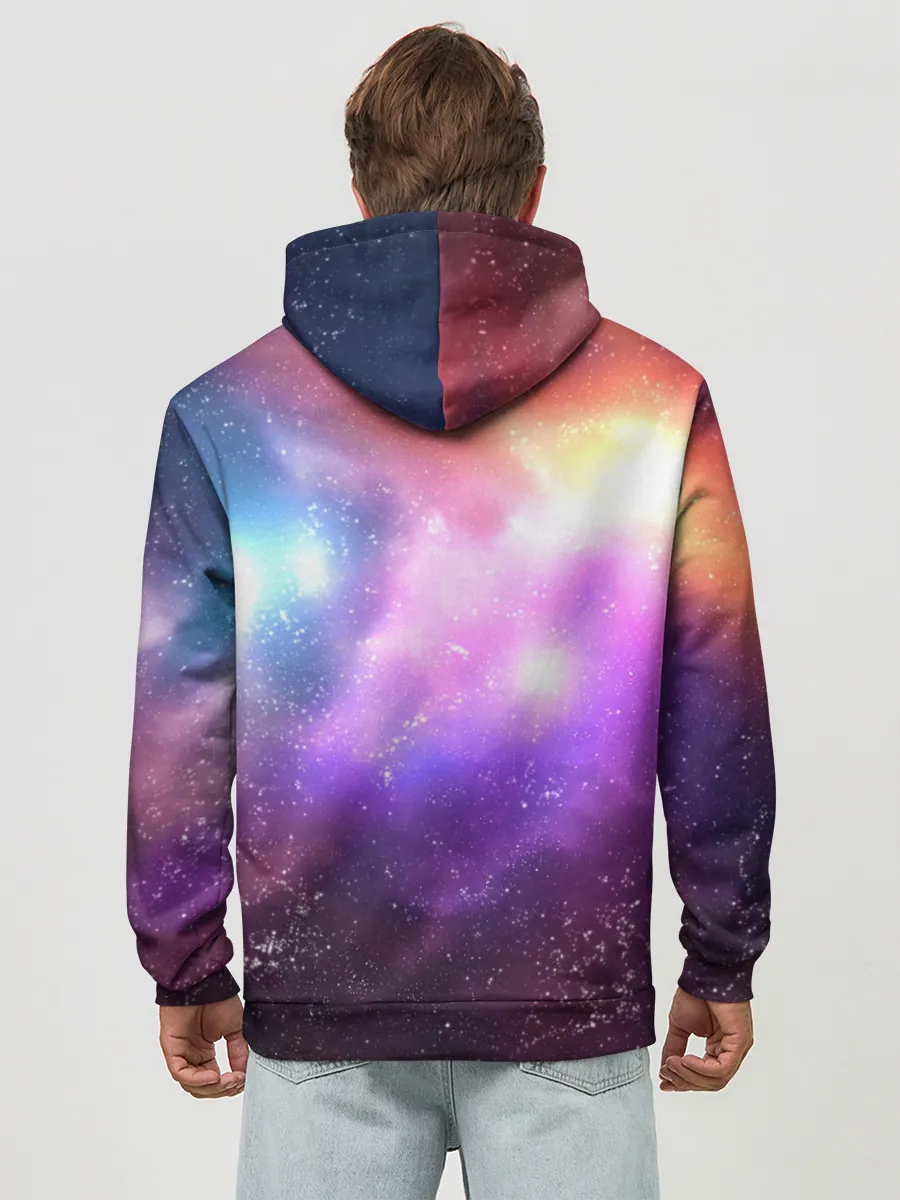 Худи мужской база хлопок / Космос, сияние и звезды
