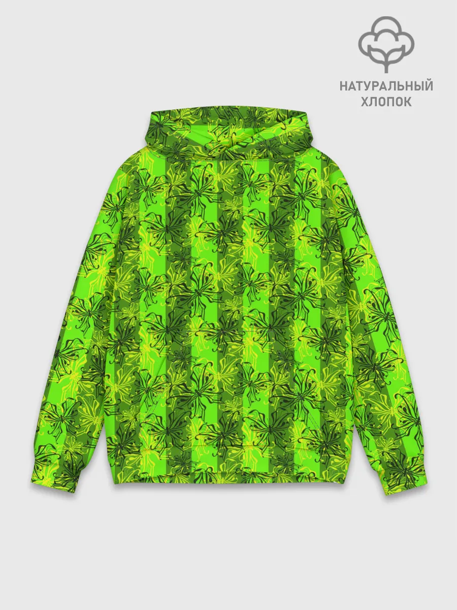 Худи мужской база хлопок / Неоновый полосатый узор