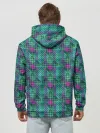 Худи мужской база хлопок / Бирюзовый клетчатый узор