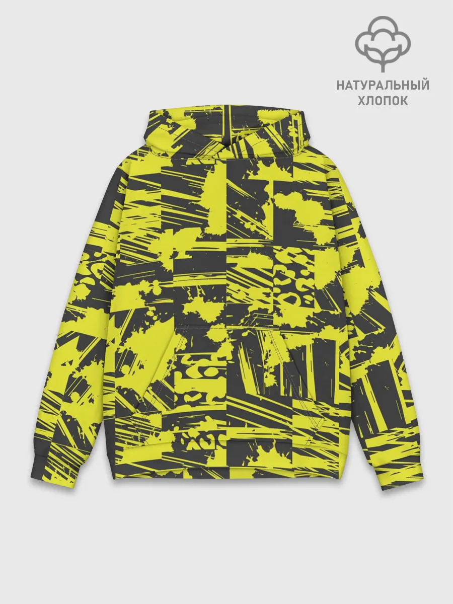 Худи мужской база хлопок / Желтая текстура