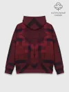 Худи мужской база хлопок / Темно-красный геометрический