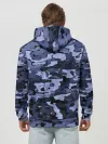Худи мужской база хлопок / Синий камуфляж в клетку