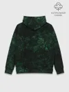 Худи мужской база хлопок / Темно-зеленый мраморный узор