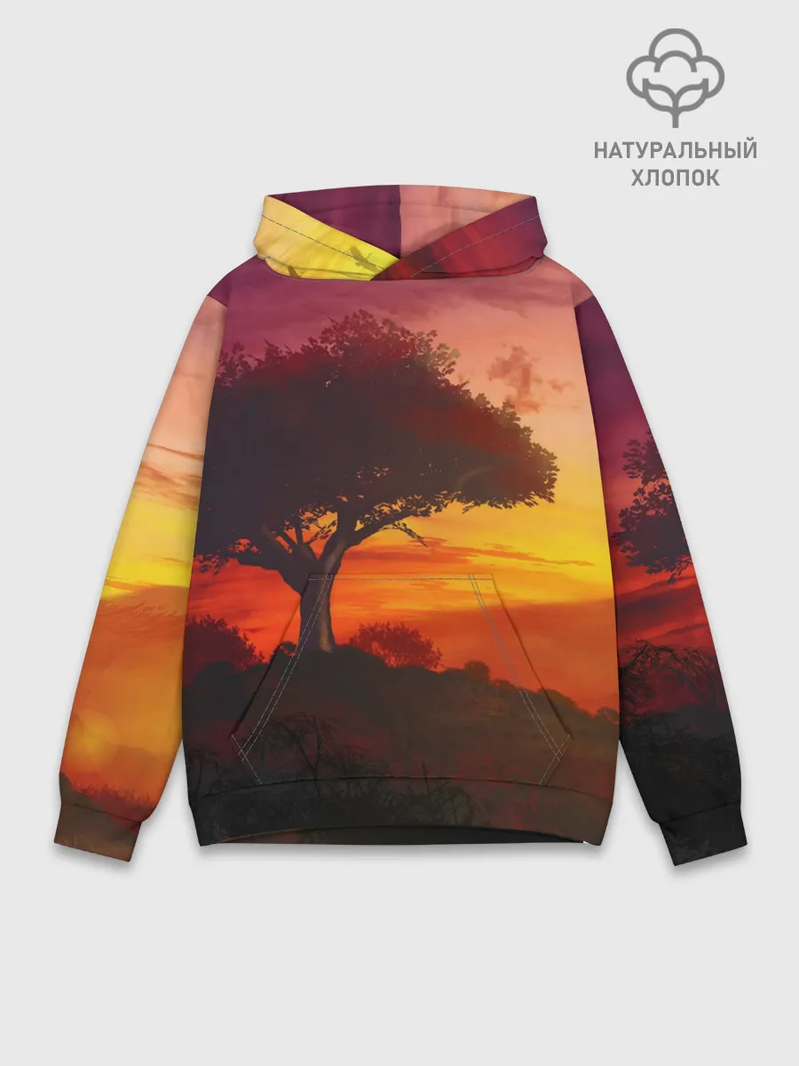 Худи мужской база хлопок / СОЛНЦЕ НАД АФРИКОЙ