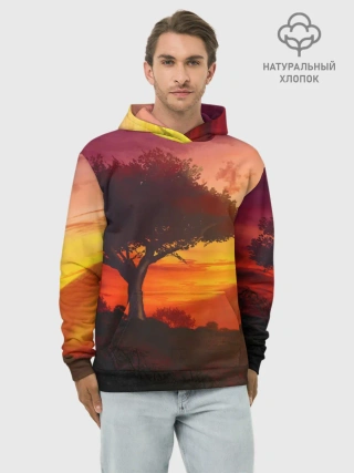 Худи мужской база хлопок / СОЛНЦЕ НАД АФРИКОЙ