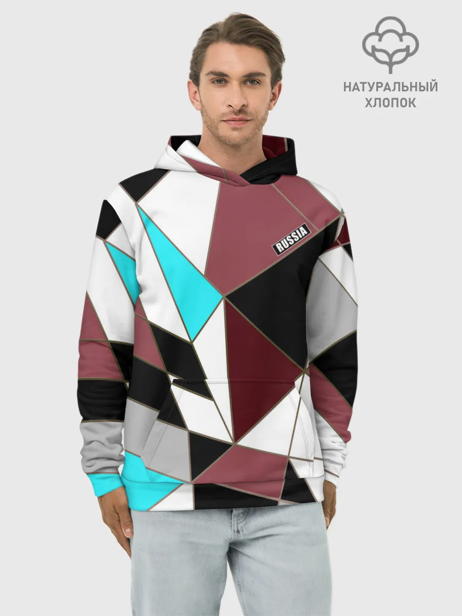 Худи мужской база хлопок / Геометрический узор