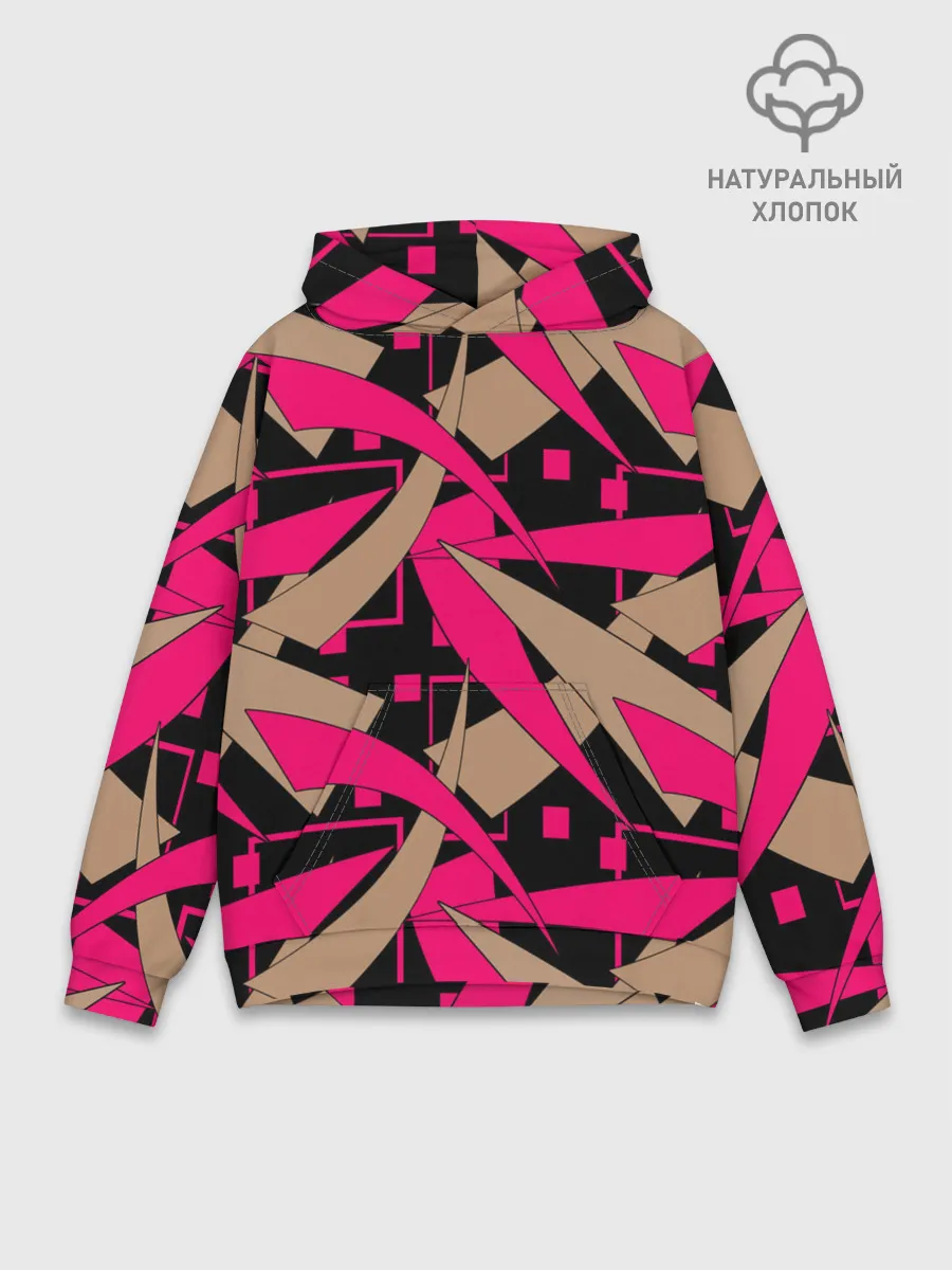 Худи мужской база хлопок / Яркий абстрактный узор