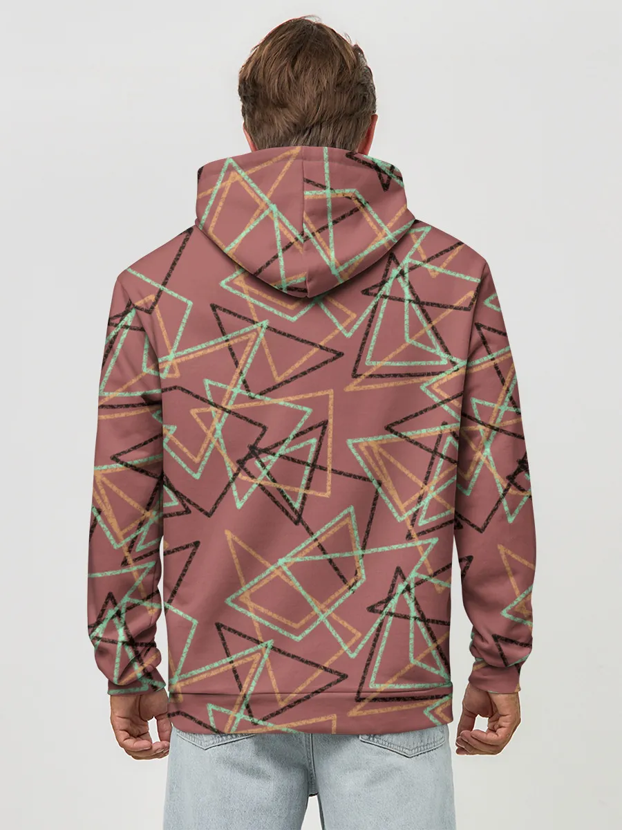 Худи мужской база хлопок / Террактовый геометрический