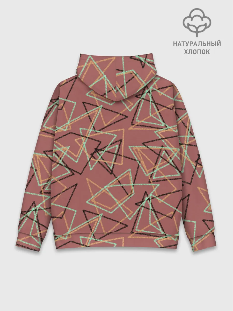 Худи мужской база хлопок / Террактовый геометрический