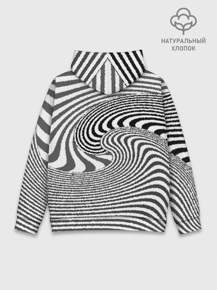 Худи мужской база хлопок / Черно белый мозаичный узор