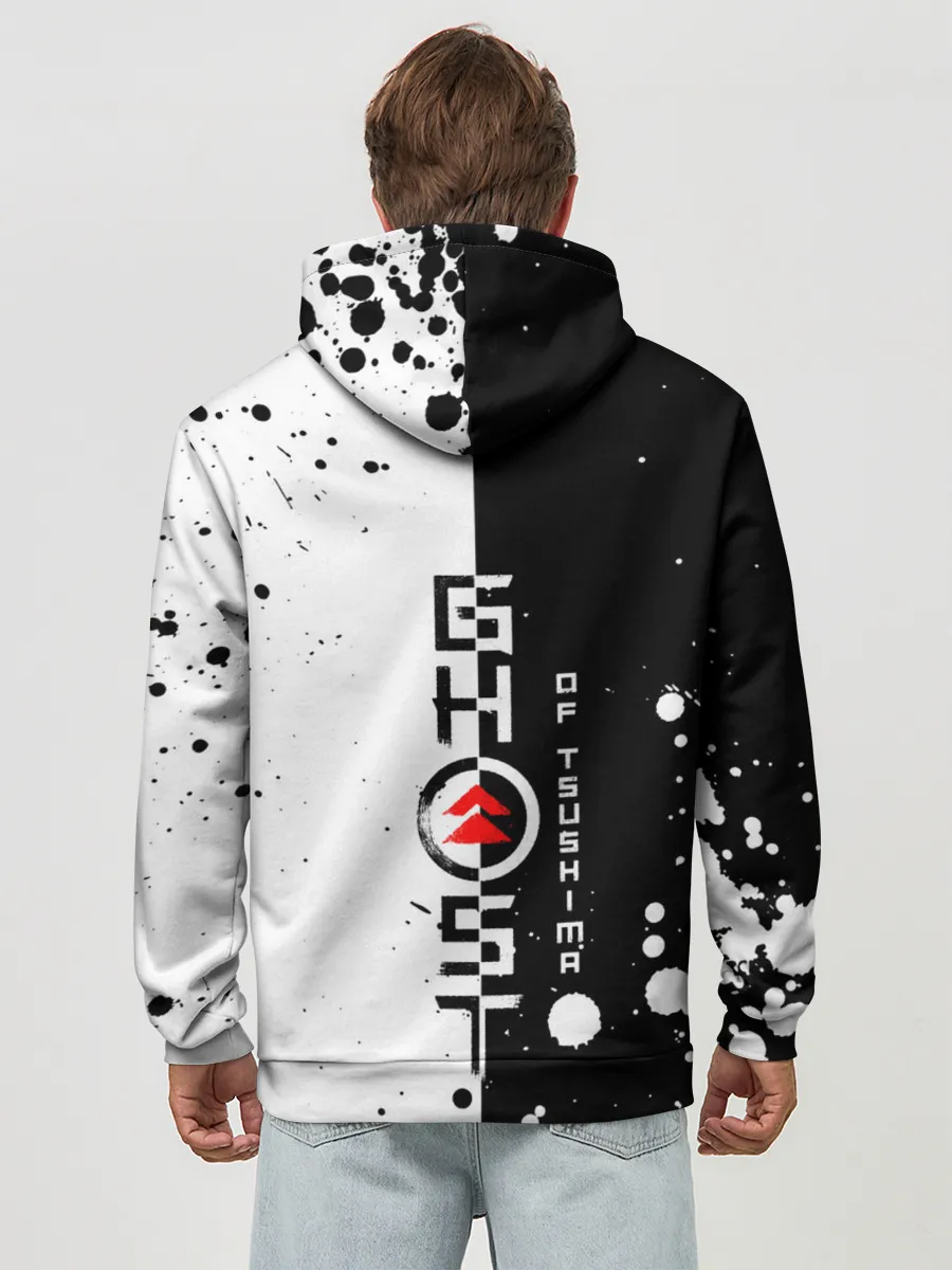 Худи мужской база хлопок / Самурай | ЧБ | Лого