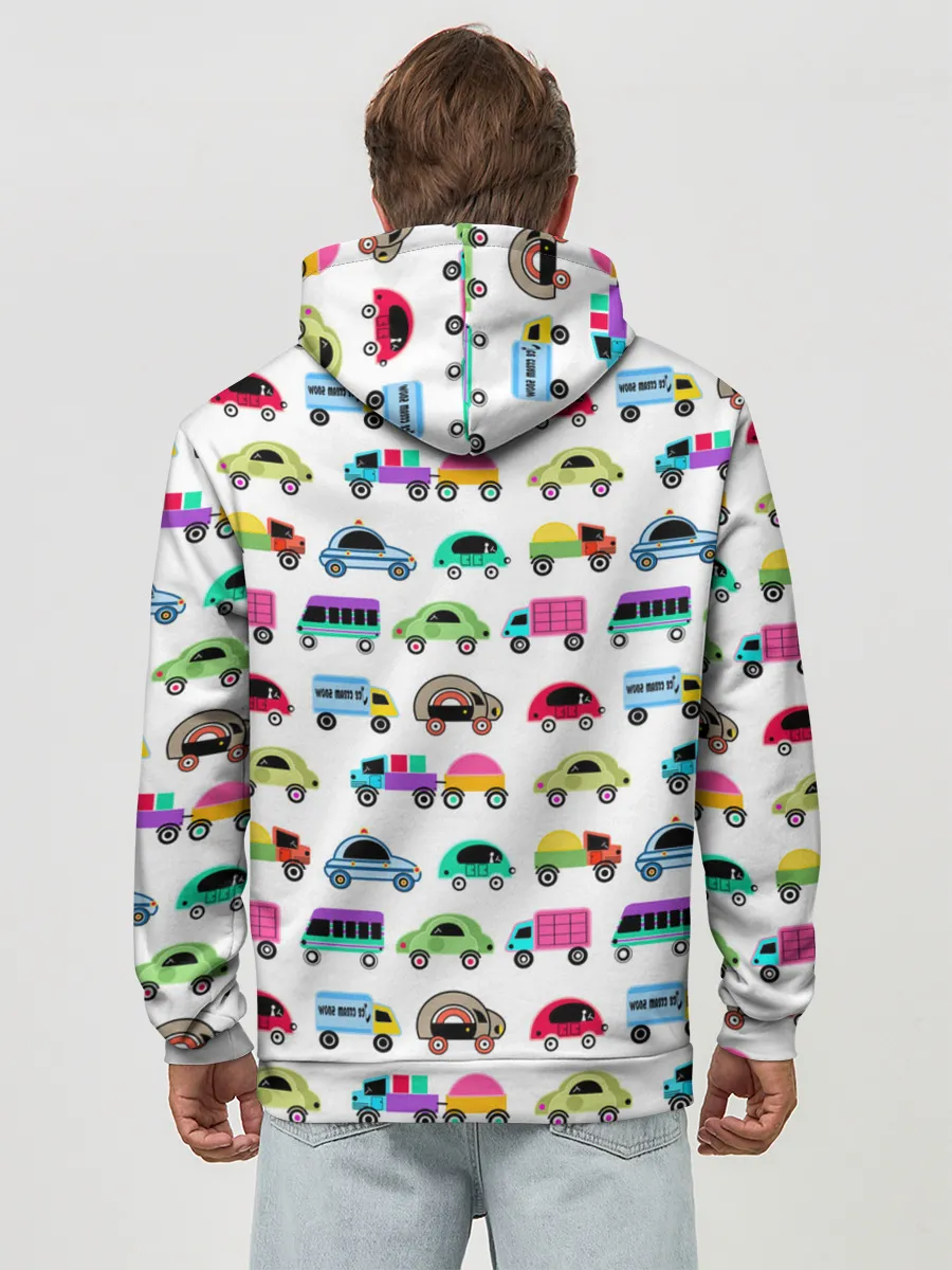 Худи мужской база хлопок / Веселые машинки