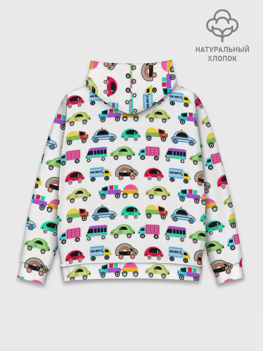 Худи мужской база хлопок / Веселые машинки