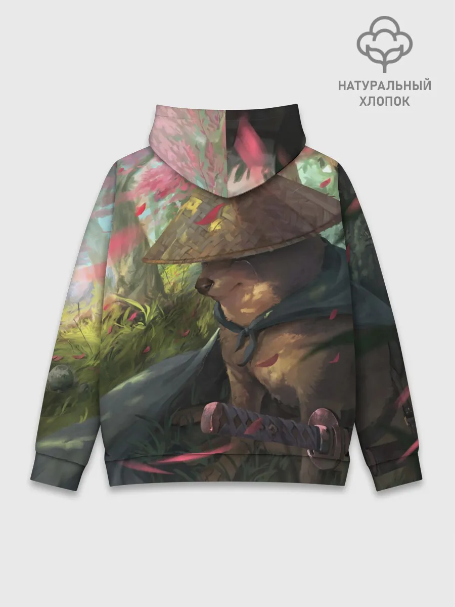 Худи мужской база хлопок / Собака Самурай плачет мем