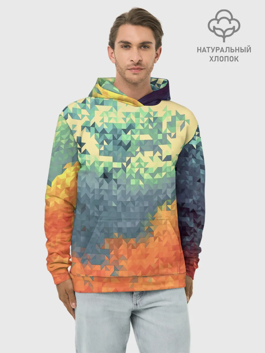 Худи мужской база хлопок / Стихия: лед и пламя