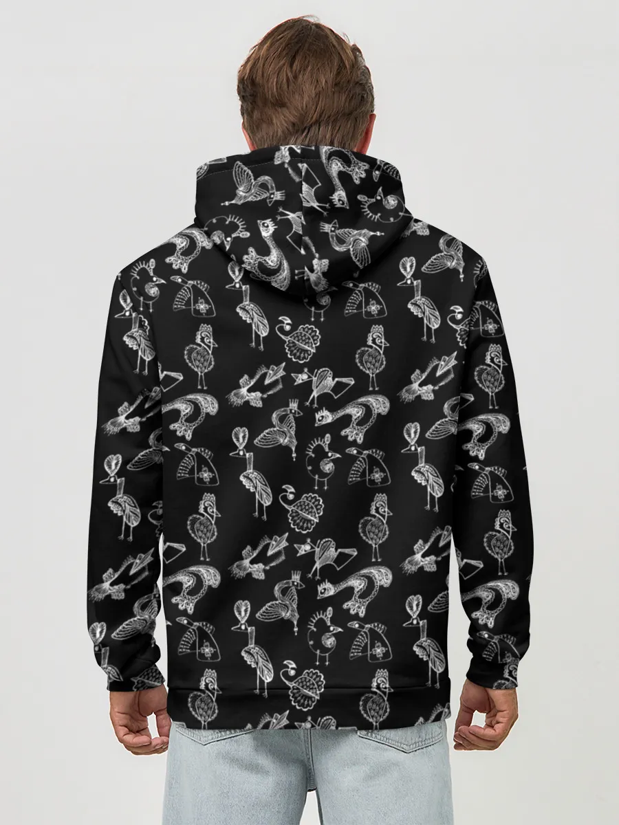 Худи мужской база хлопок / Экзотические птицы . Скетч