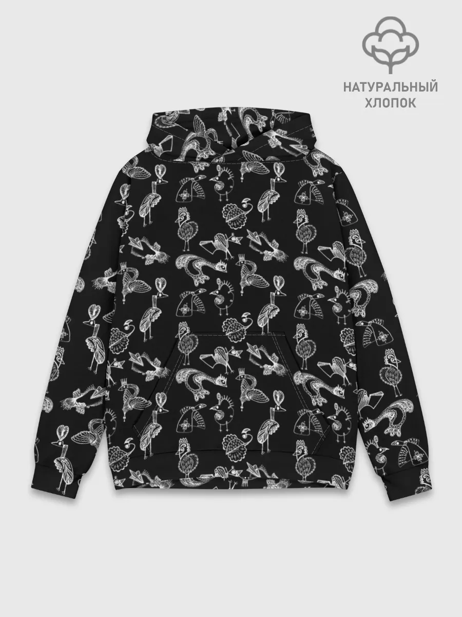 Худи мужской база хлопок / Экзотические птицы . Скетч