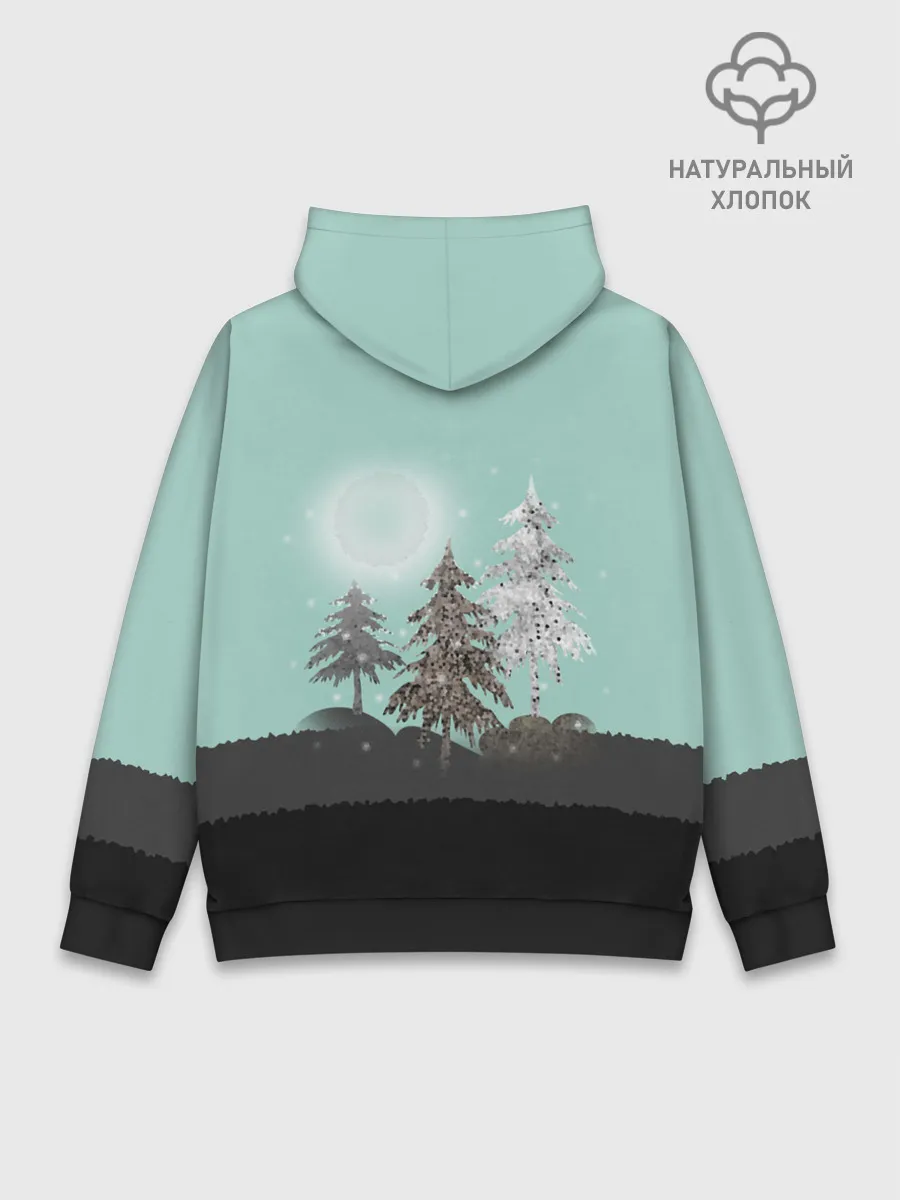 Худи мужской база хлопок / Лес. Мозаичный узор
