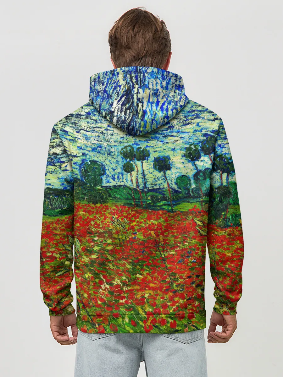 Худи мужской база хлопок / Поле с маками, Ван Гог