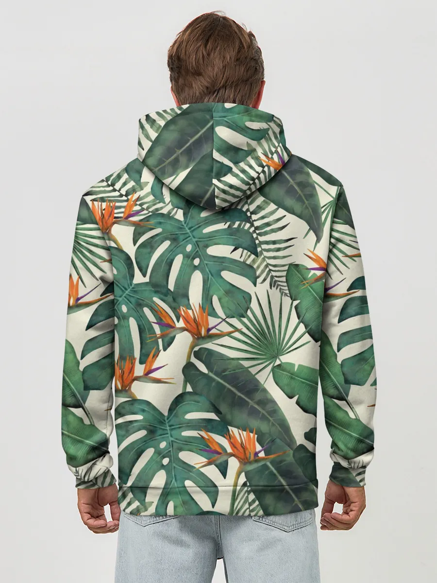 Худи мужской база хлопок / Тропический паттерн