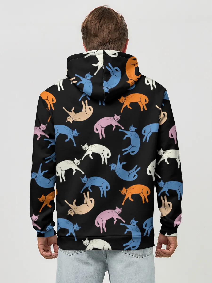 Худи мужской база хлопок / Британские кошки паттерн