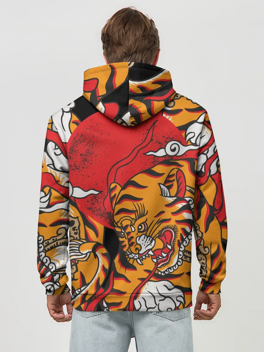 Худи мужской база хлопок / Самурайский тигр