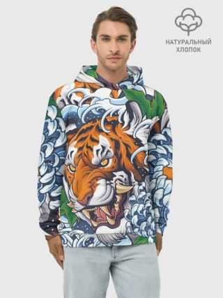 Худи мужской база хлопок / Тигр