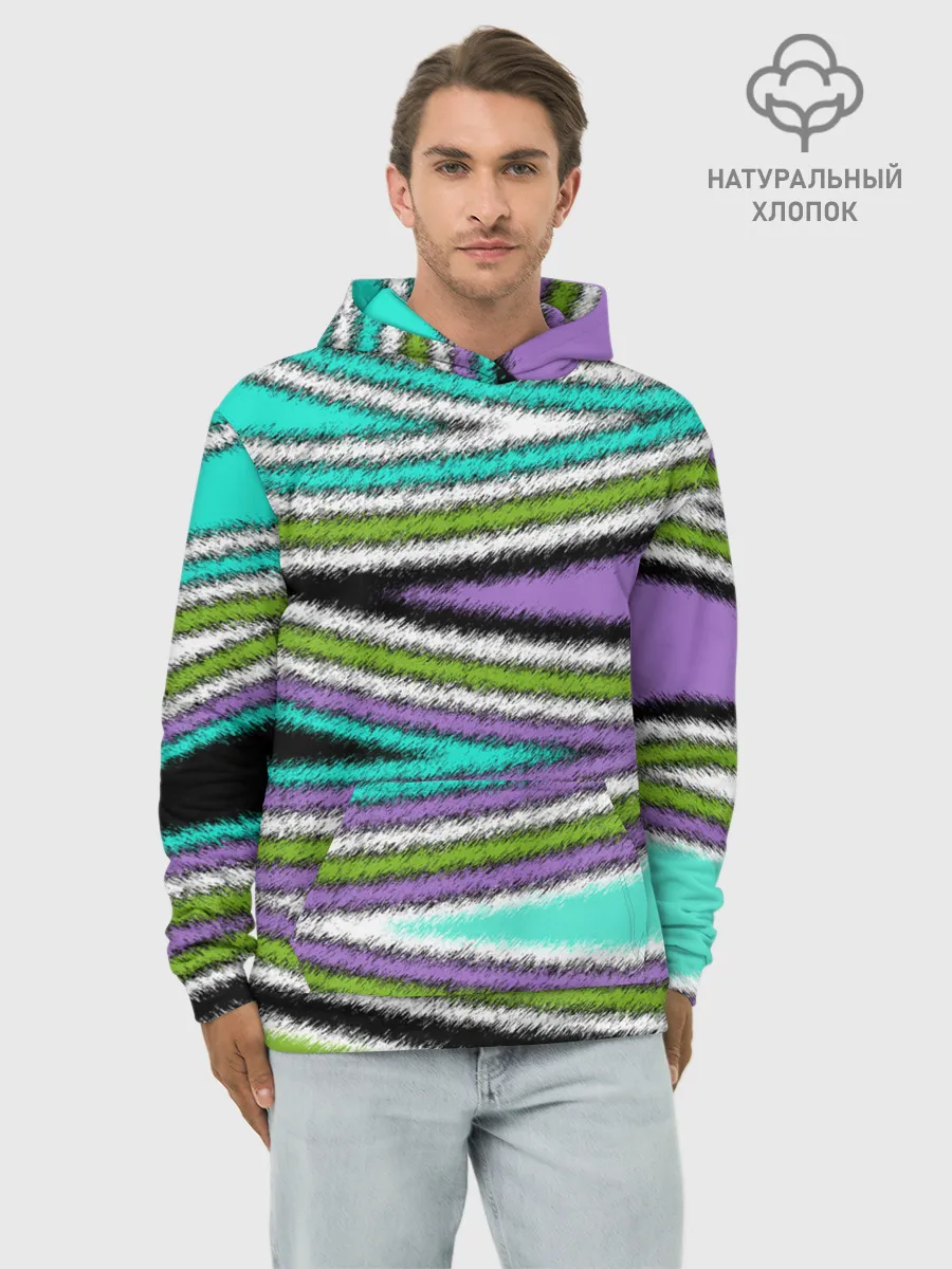 Худи мужской база хлопок / Абстрактный асимметричный