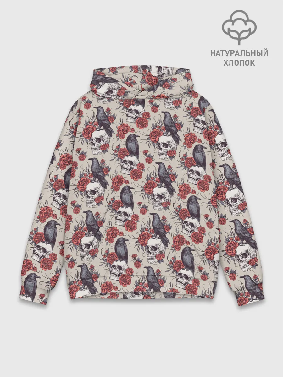 Худи мужской база хлопок / Skull raven