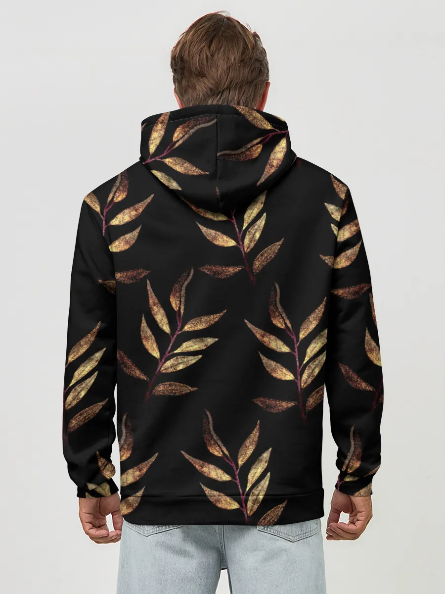 Худи мужской база хлопок / Золотисто-красные листья