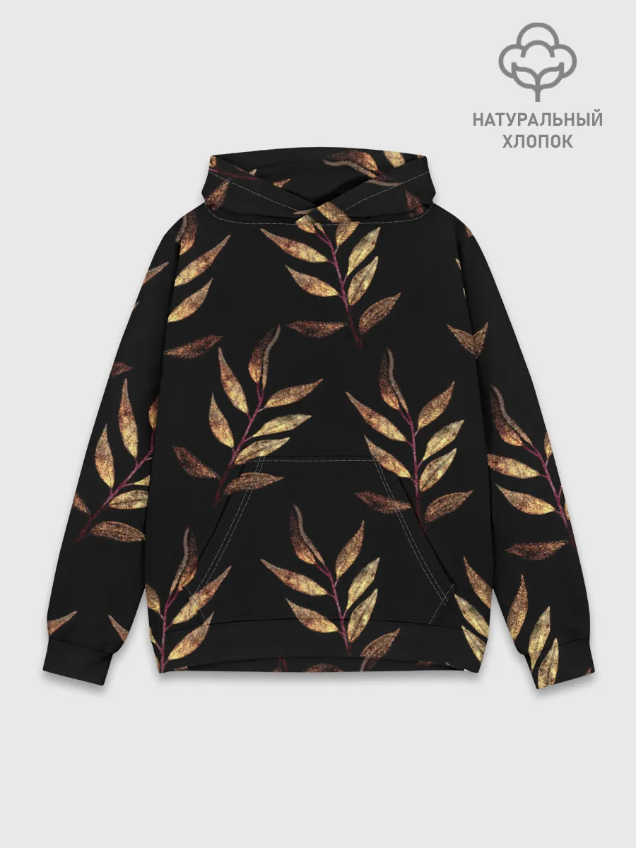 Худи мужской база хлопок / Золотисто-красные листья