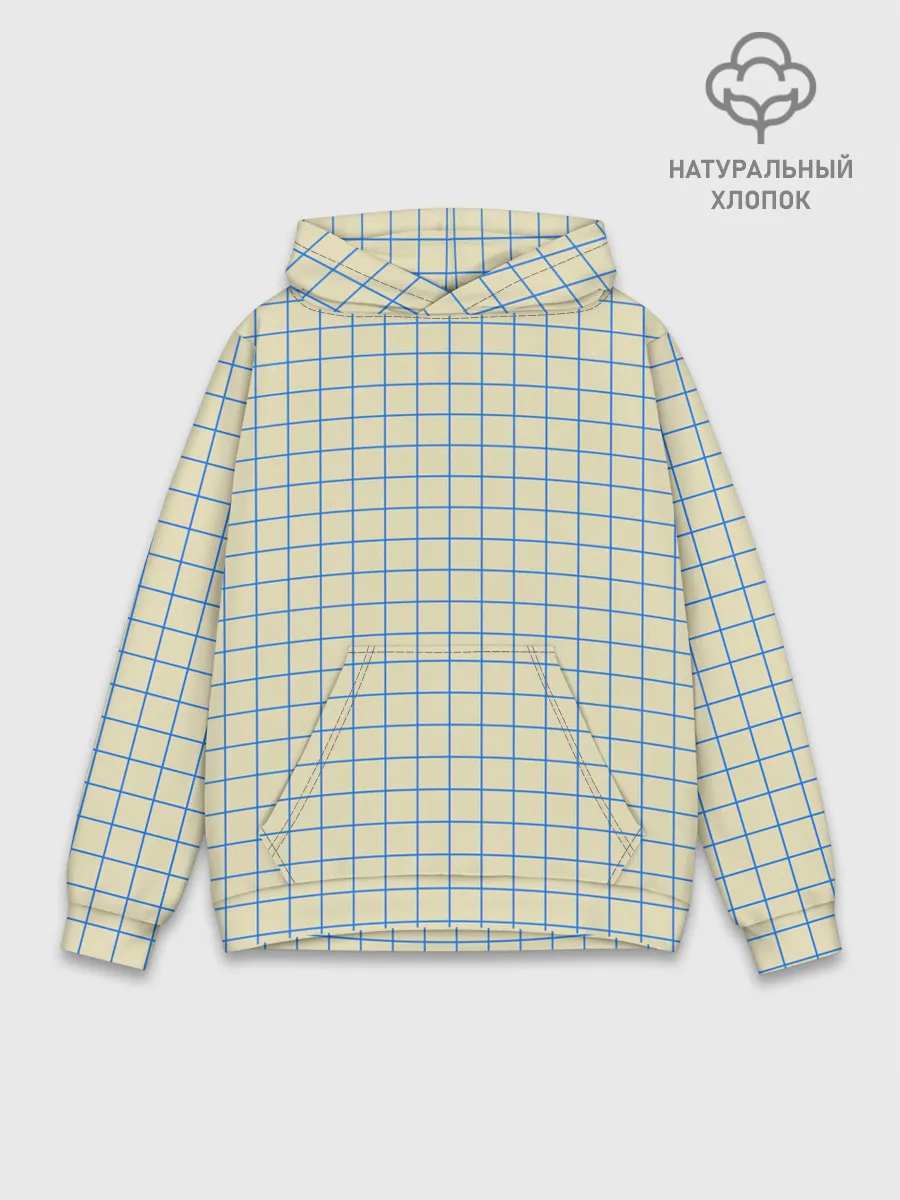 Худи мужской база хлопок / Клетка Школьная тетрадка