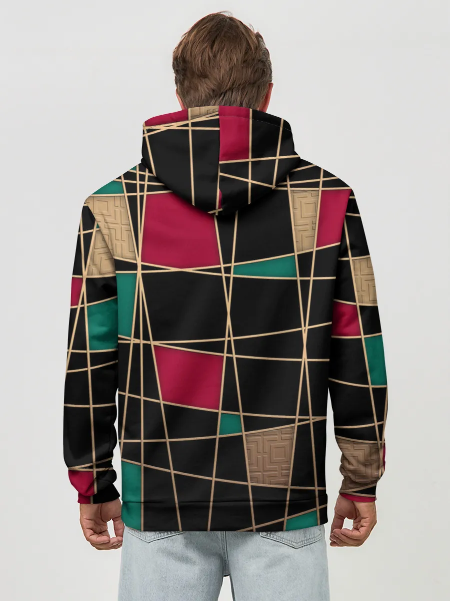 Худи мужской база хлопок / Модный абстрактный узор