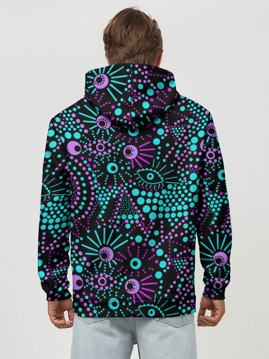 Худи мужской база хлопок / Яркий абстрактный узор