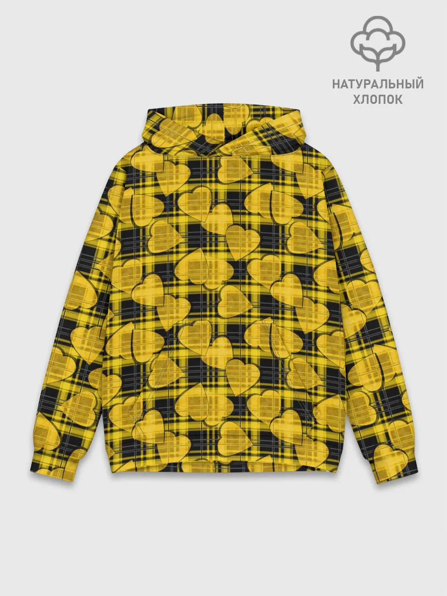 Худи мужской база хлопок / Желто-черный модный узор