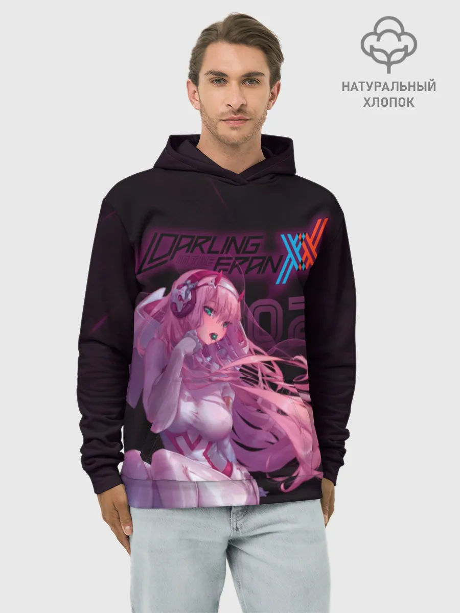 Худи мужской база хлопок / Zero Two в наушниках