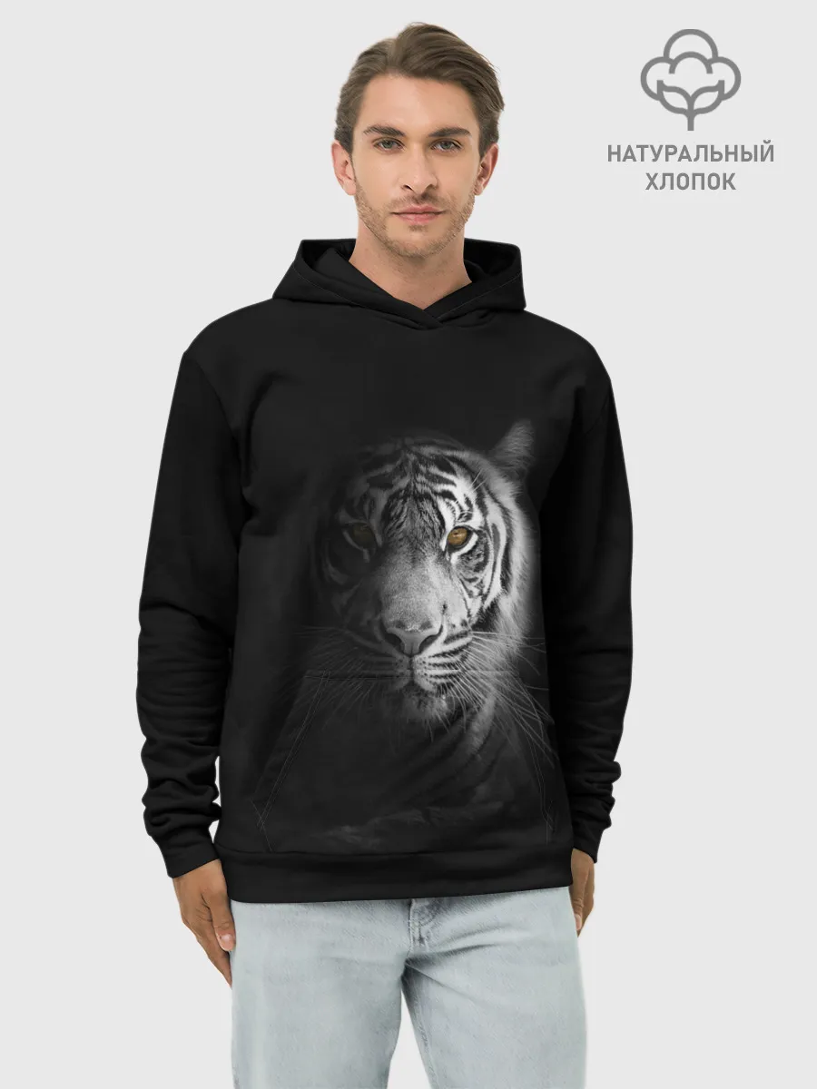 Худи мужской база хлопок / БЕЛЫЙ ТИГР