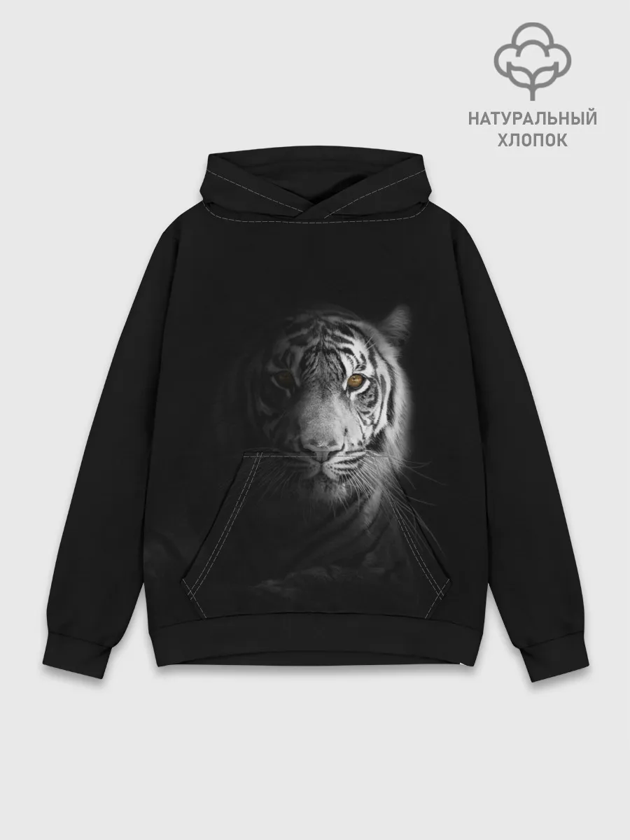 Худи мужской база хлопок / БЕЛЫЙ ТИГР