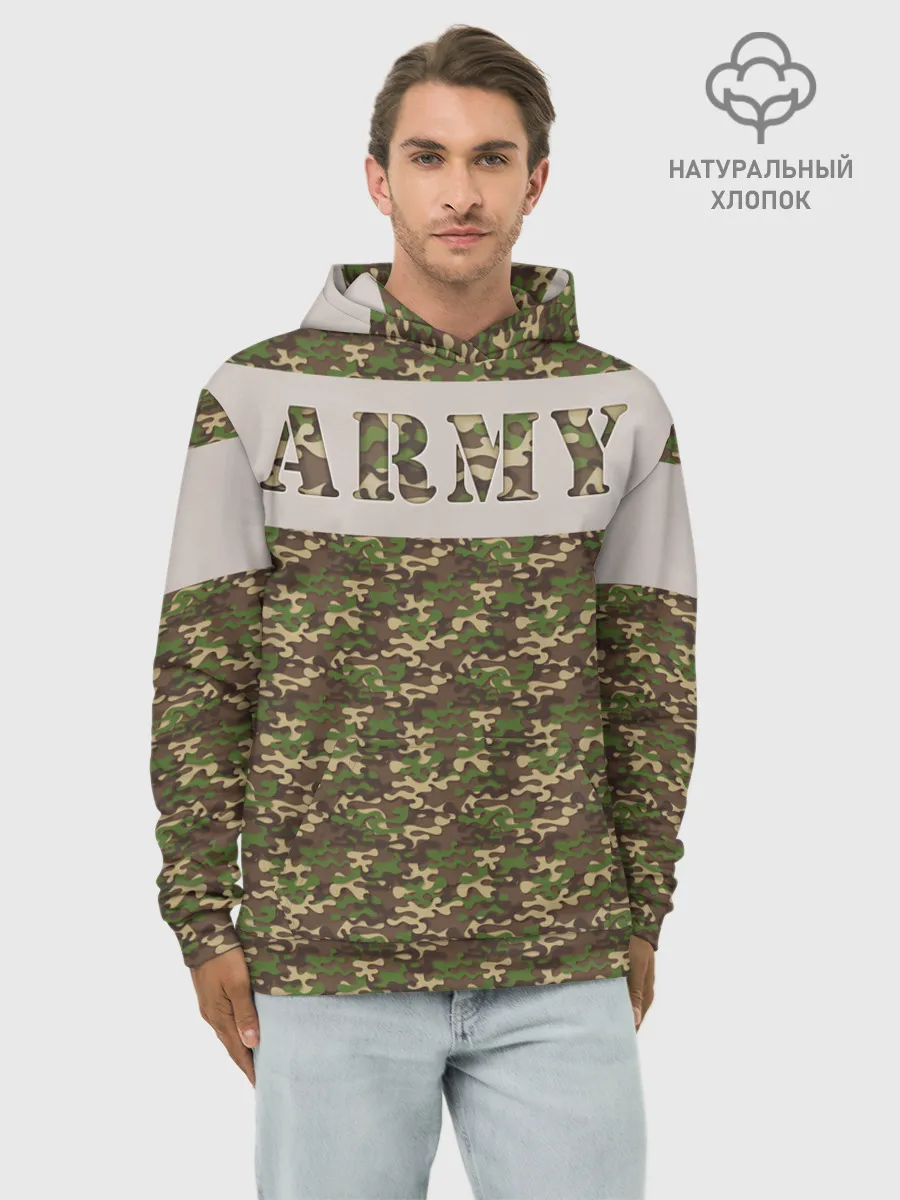 Худи мужской база хлопок / Армия