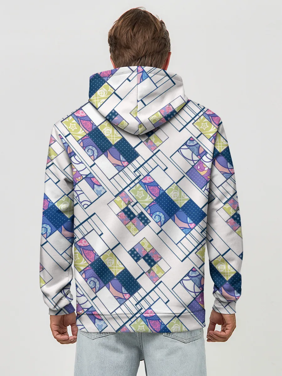 Худи мужской база хлопок / Этнический узор пэчворк