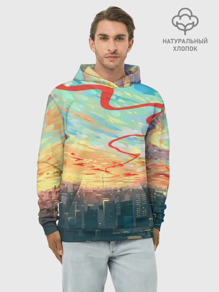 Худи мужской база хлопок / Токио красками