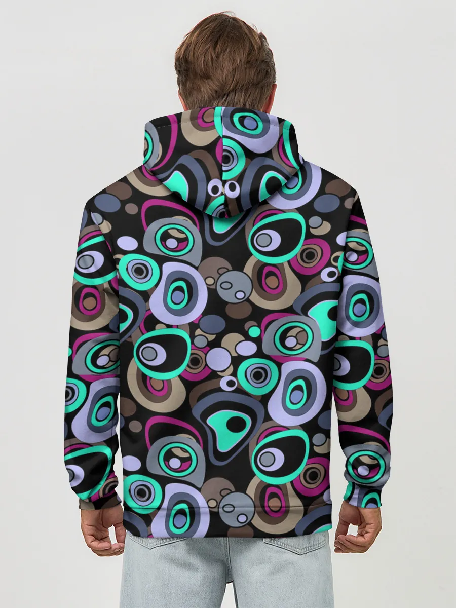 Худи мужской база хлопок / Абстрактный узор ретро