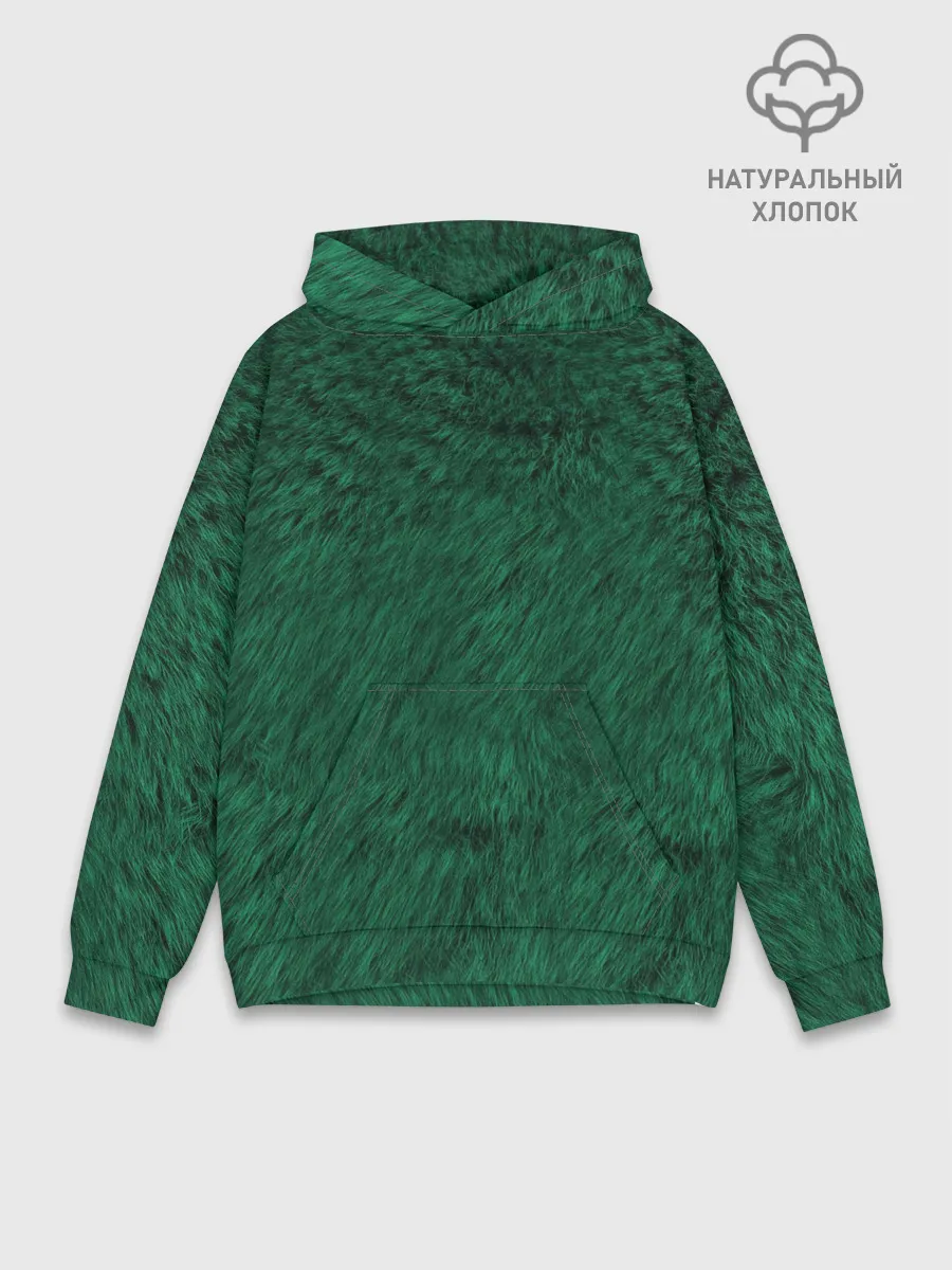 Худи мужской база хлопок / Изумрудный мех