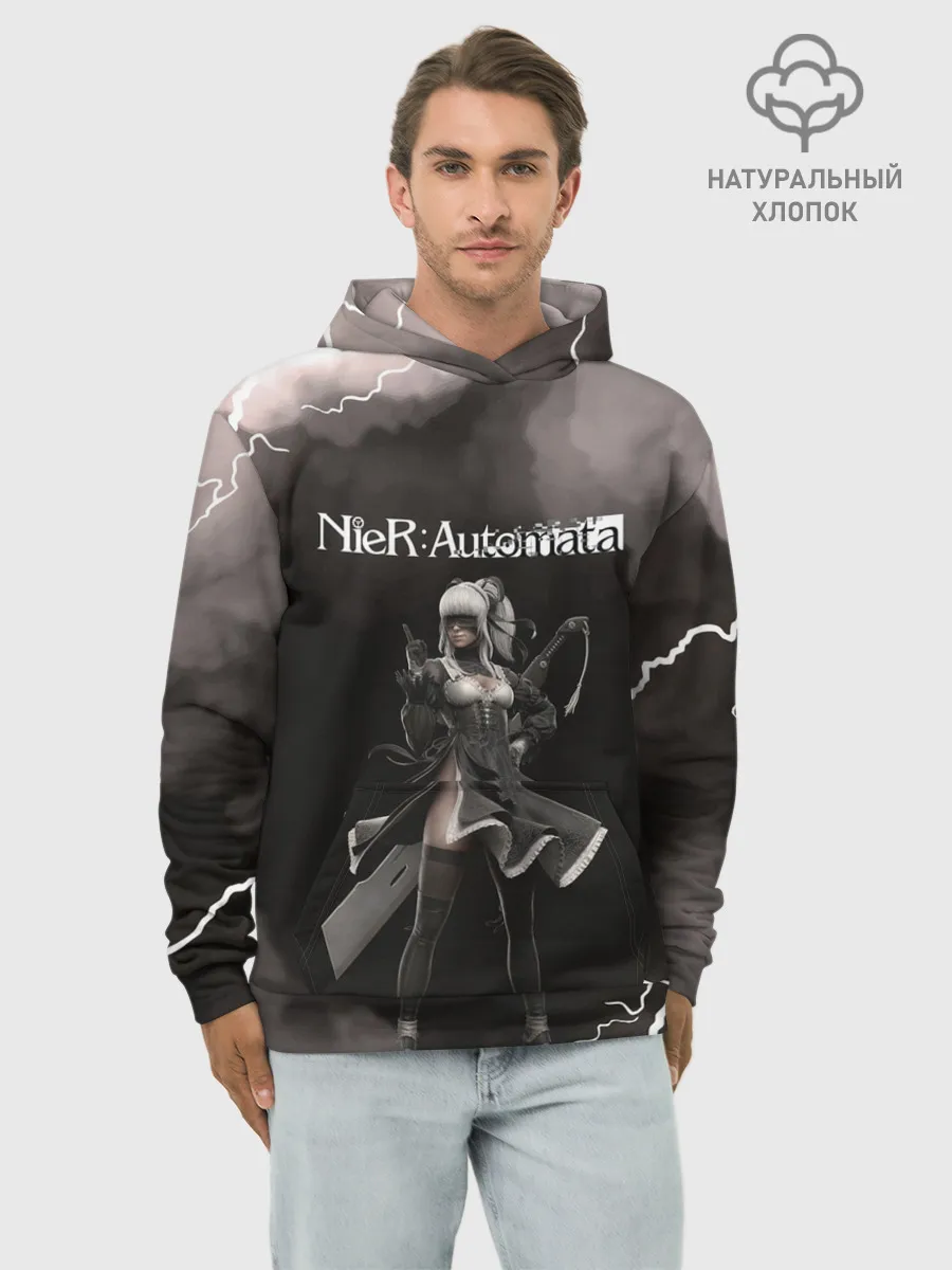 Худи мужской база хлопок / 2B | Nier Automata
