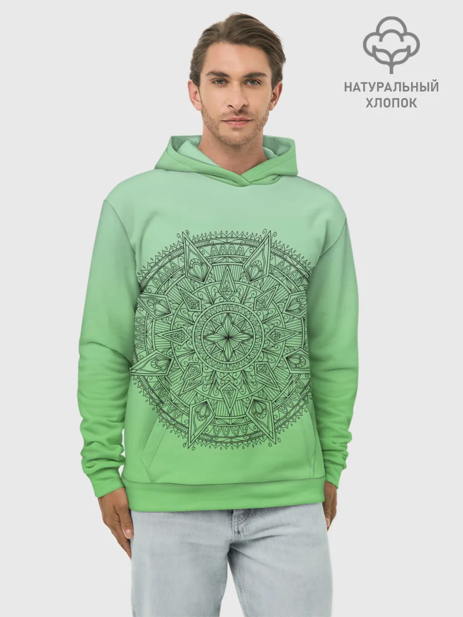 Худи мужской база хлопок / Peacefull green