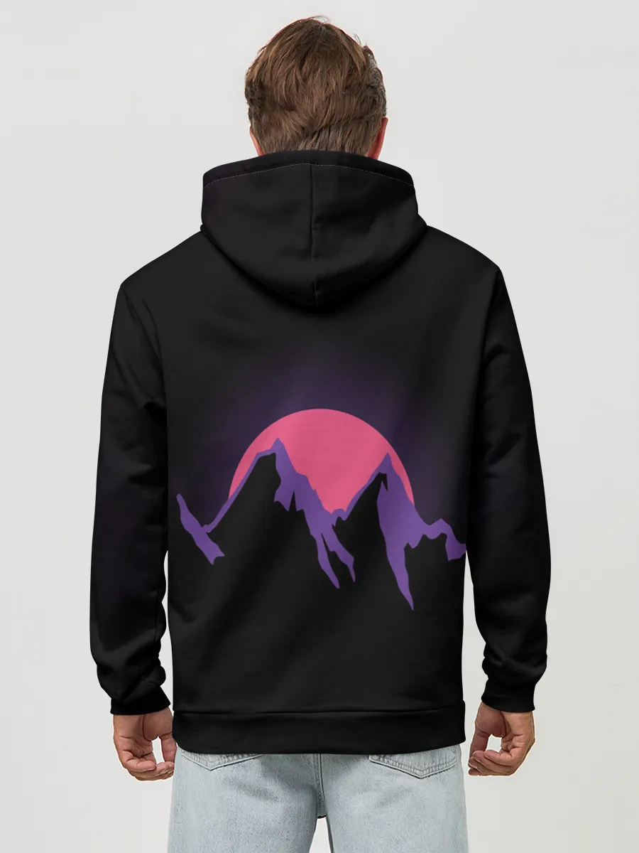 Худи мужской база хлопок / горы на фоне заката
