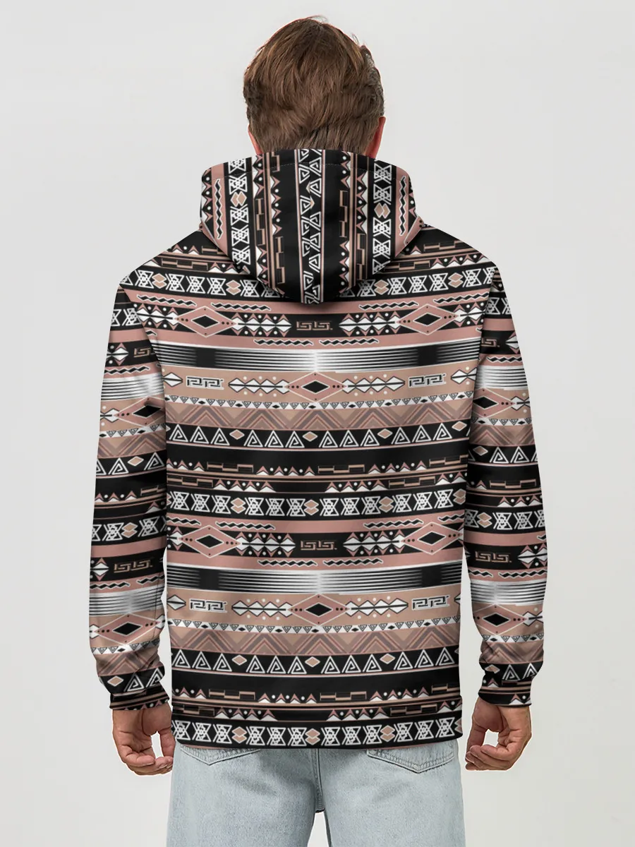 Худи мужской база хлопок / Полосатый этнический орнамент