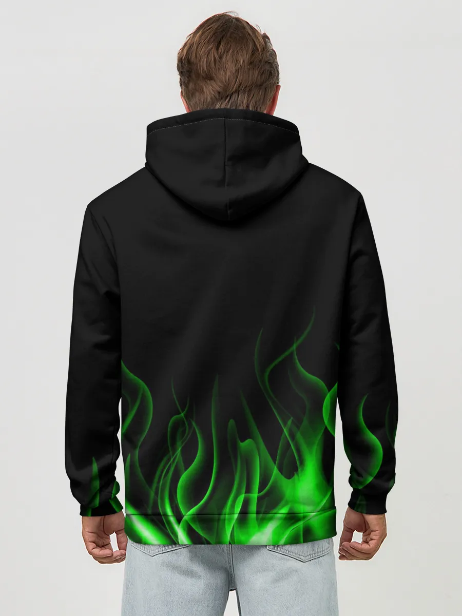 Худи мужской база хлопок / MINECRAFT TEXTURE FIRE