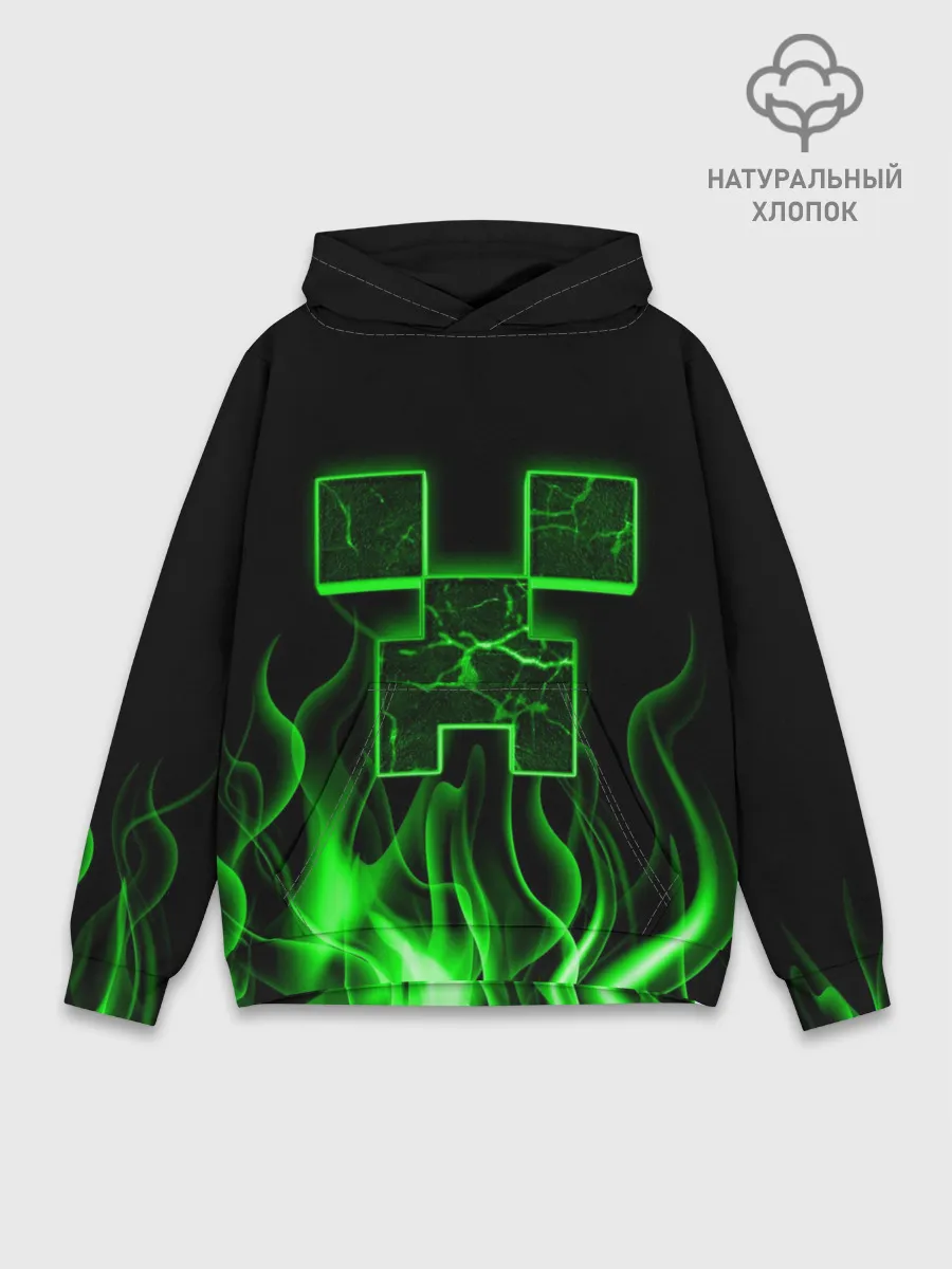 Худи мужской база хлопок / MINECRAFT TEXTURE FIRE