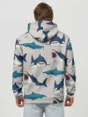 Худи мужской база хлопок / Кровожадные акулы паттерн